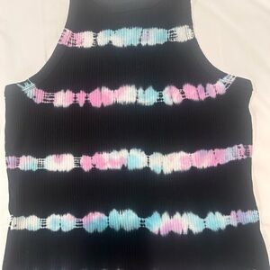 Justice Black Tie-Dye Tank Top